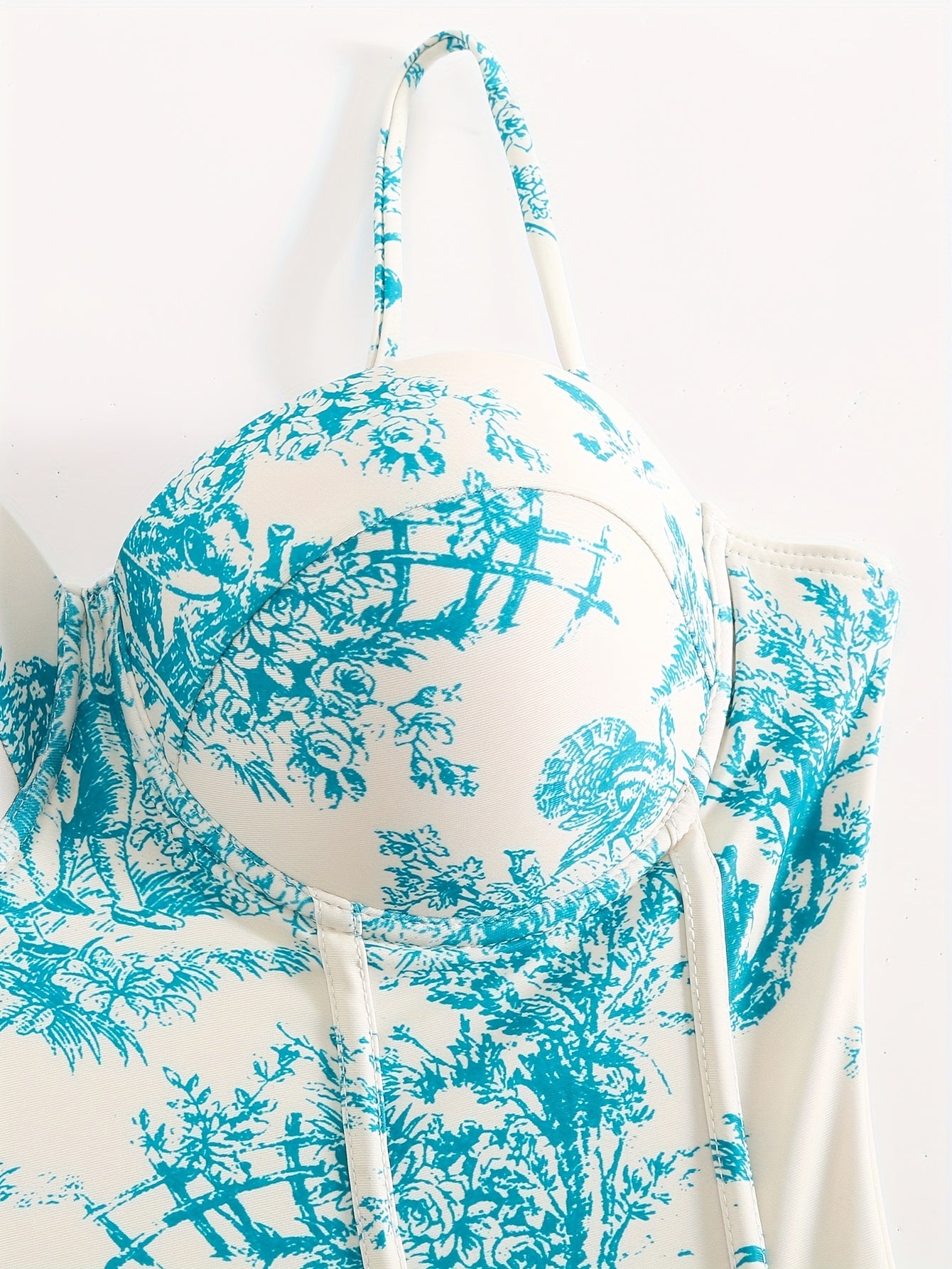 Toile De Jouy One Piece Swimsuit & Sarong Set