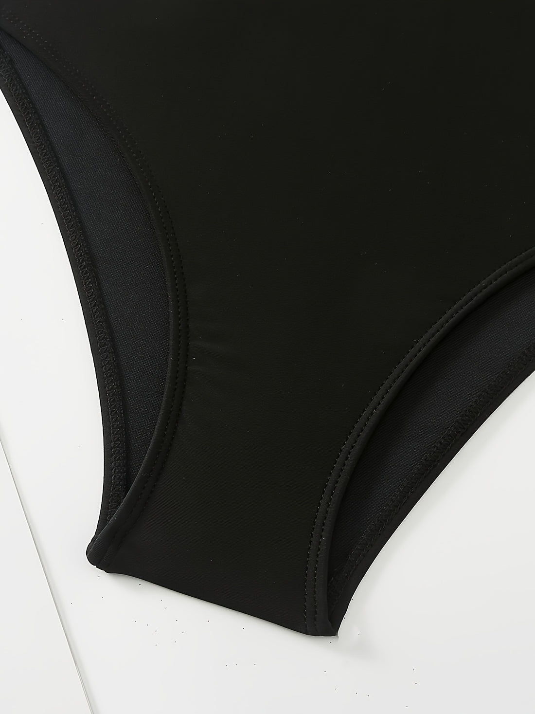 Black Ruffle Trim Adjustable Spaghetti Strap One Piece Swimsuit